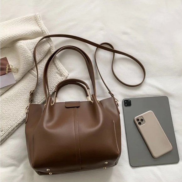 Brown Minimalist Double Handle Square Bag - Picture 6 of 10